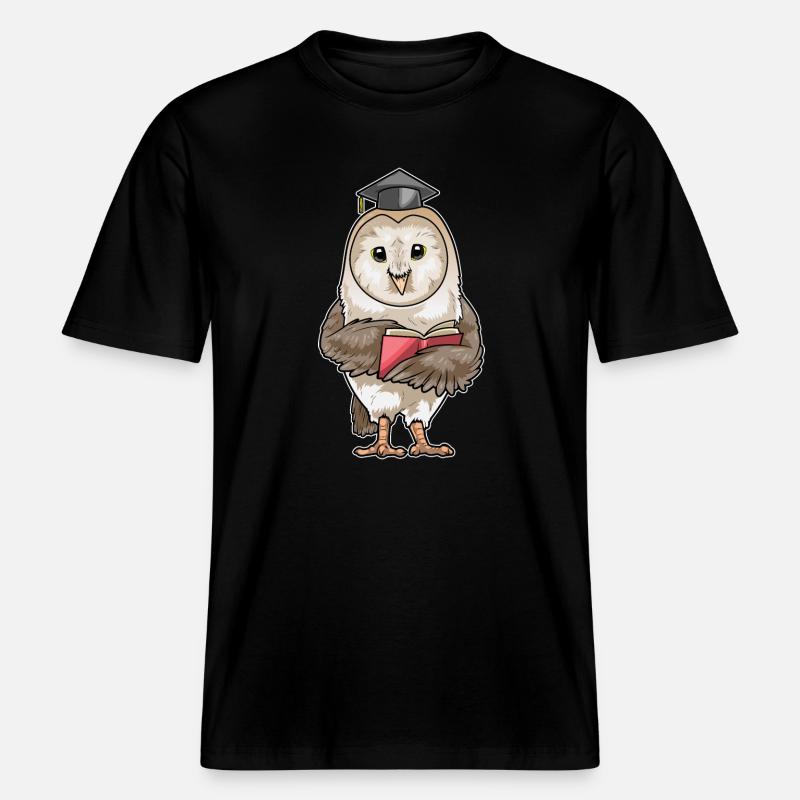 Eule Lehrer Buch -  RELAXED FIT Unisex Organic T-Shirt - Schwarz
