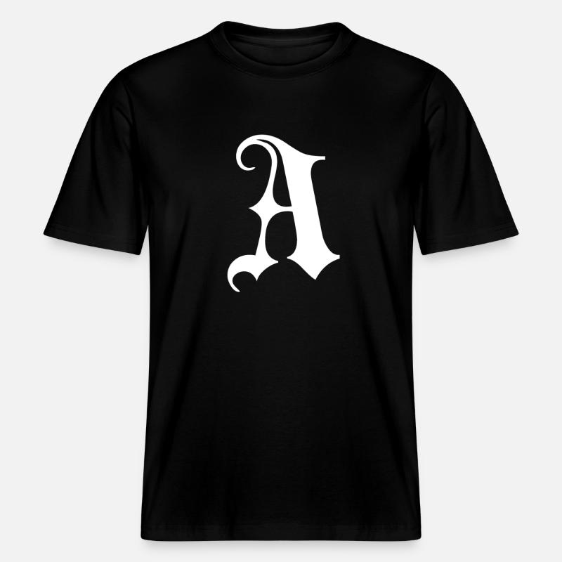 Gothic Monogram A Script -  RELAXED FIT Unisex Organic T-Shirt - black