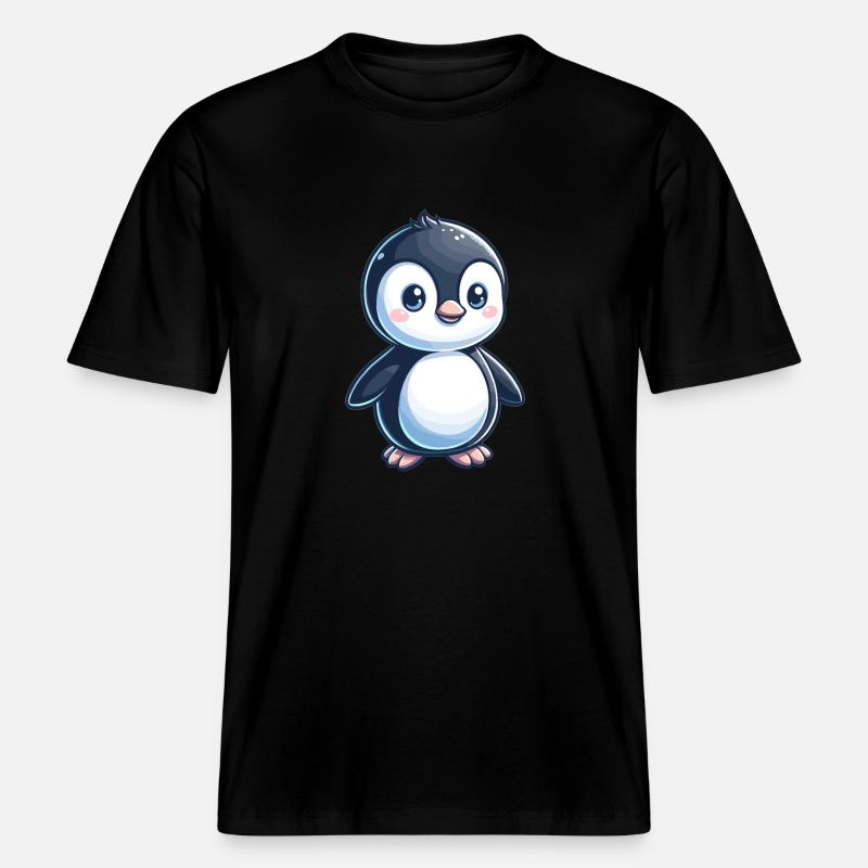 kindlich gestalteter Pinguin -  RELAXED FIT Unisex Organic T-Shirt - Schwarz