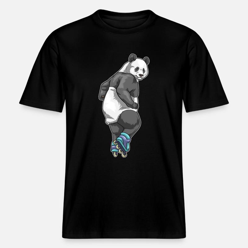 Panda Inline skating Rollschuhe -  RELAXED FIT Unisex Organic T-Shirt - Schwarz