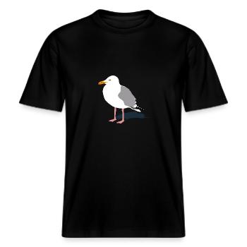 möwe seagull gull hafen segeln sailing hamburg -  RELAXED FIT Unisex Organic T-Shirt - Schwarz - Vorne - Alina (178cm) & Michal (187cm)