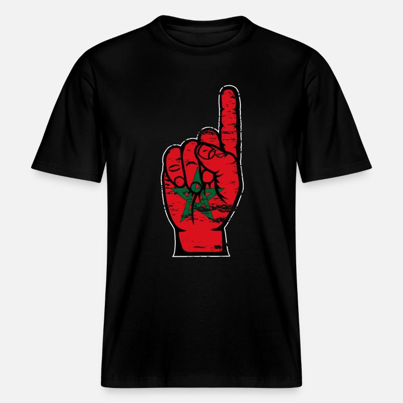 Drapeau marocain numéro 1 utilisé -  T-shirt unisexe RELAXED FIT en coton bio - noir