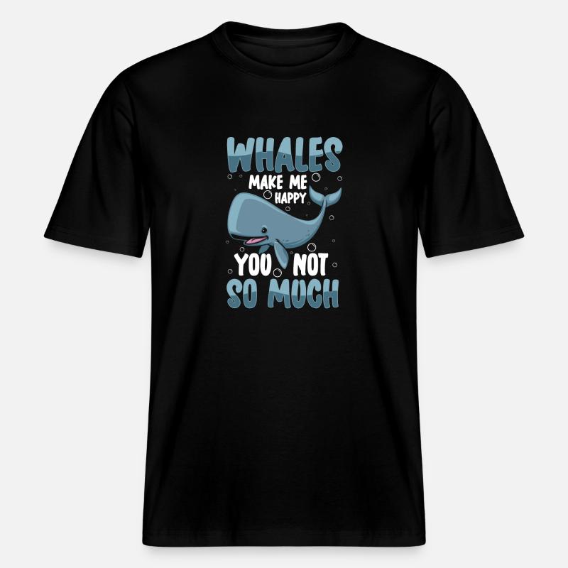 baleines poissons créatures marines -  T-shirt unisexe RELAXED FIT en coton bio - noir