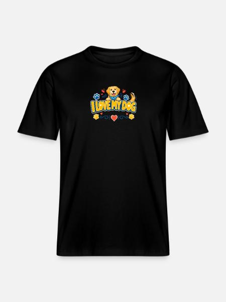 I Love My Dog Logo -  RELAXED FIT Unisex Organic T-Shirt - black