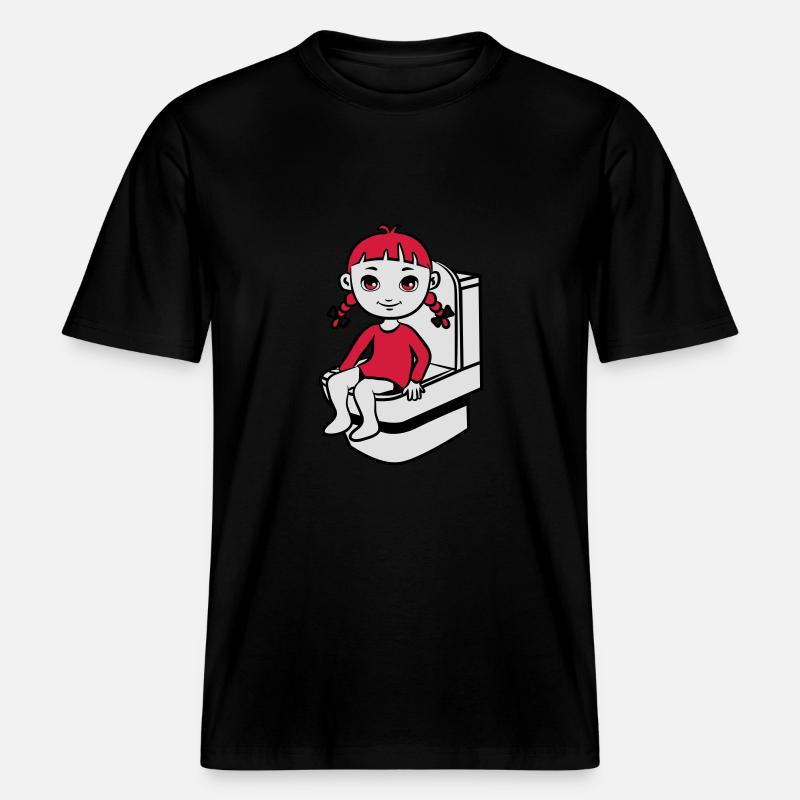 wc kleines mädchen -  RELAXED FIT Unisex Organic T-Shirt - Schwarz