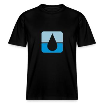 Tropfen2_75 -  RELAXED FIT Unisex Organic T-Shirt - black - Front - Alina (178cm) & Michal (187cm)