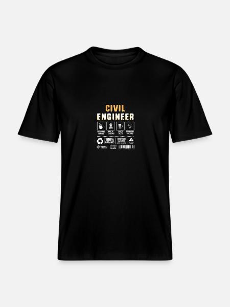 Civilingenjör, Byggarbetsplats, Byggarbetare -  Unisex ekologisk T-shirt med avslappnad passform - svart