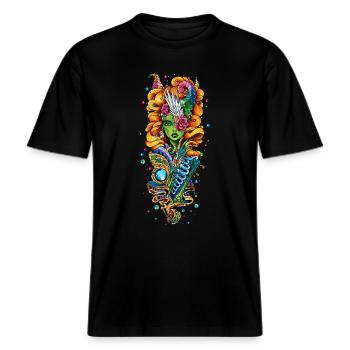 Goddess of the underworld -  RELAXED FIT Unisex Organic T-Shirt - black - Front - Alina (178cm) & Michal (187cm)