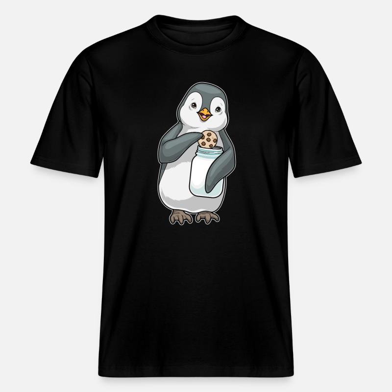 Biscuit pingouin - T-shirt unisexe RELAXED FIT en coton bio - noir
