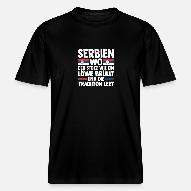 Serbe Serbe Serbie - T-shirt unisexe RELAXED FIT en coton bio - noir