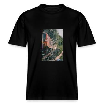 Zug Zug -  RELAXED FIT Unisex Organic T-Shirt - Schwarz - Vorne - Alina (178cm) & Michal (187cm)