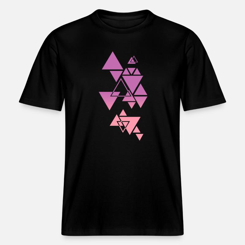 Gradient Triangle Pattern Pink -  RELAXED FIT Unisex Organic T-Shirt - black