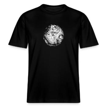 Cercle | L’art | Lune | L’amour de la vraie lune -  T-shirt unisexe RELAXED FIT en coton bio - noir - Devant - Alina (178cm) & Michal (187cm)