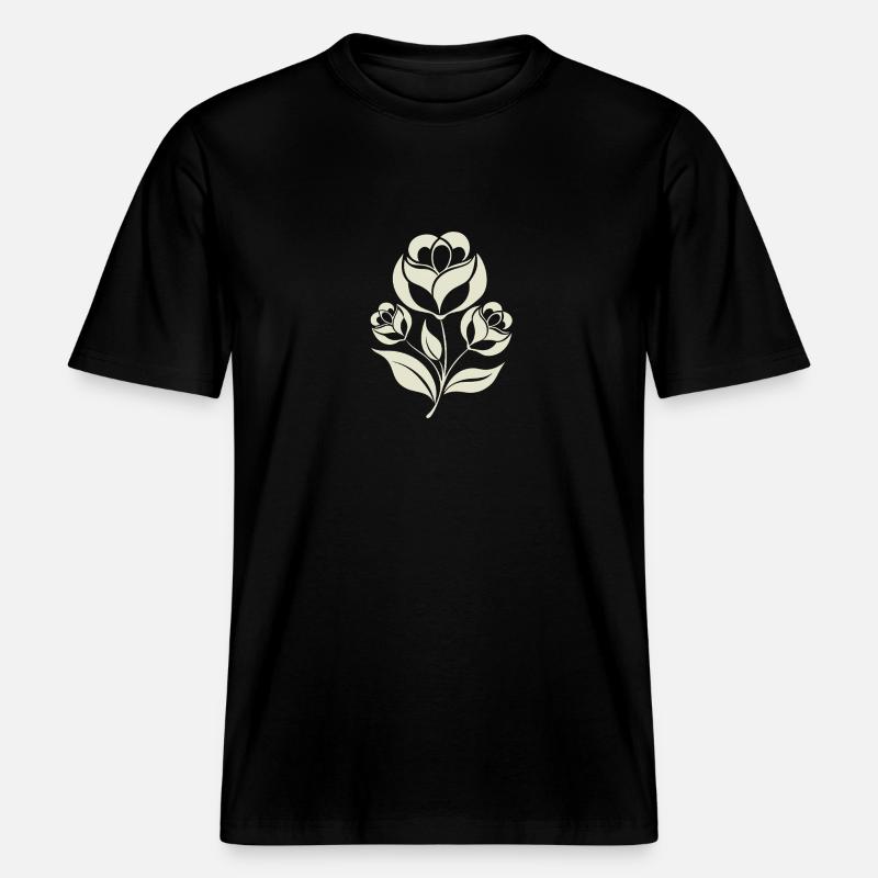 Fleurs - Printemps - Été - Dire -  T-shirt unisexe RELAXED FIT en coton bio - noir