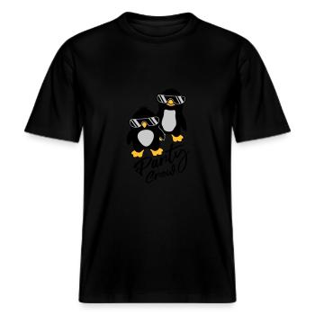 Amis de l’équipage de pingouin -  T-shirt unisexe RELAXED FIT en coton bio - noir - Devant - Alina (178cm) & Michal (187cm)
