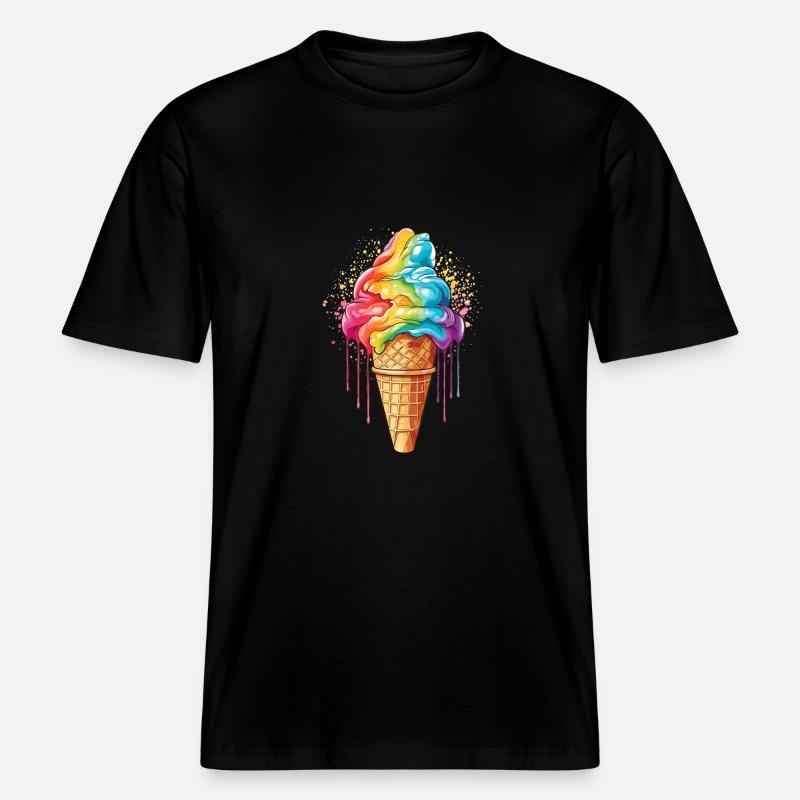 lbgtq Eis Regenbogenfarben -  RELAXED FIT Unisex Organic T-Shirt - Schwarz