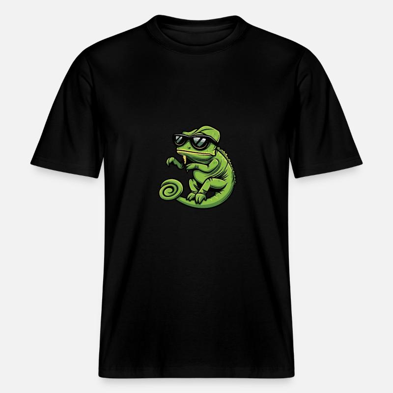 Caméléon Bande dessinée cool -  T-shirt unisexe RELAXED FIT en coton bio - noir