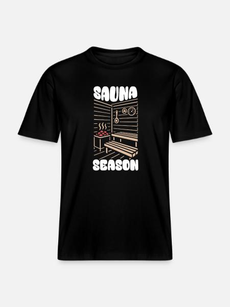 Sauna Season - Sauna - Saying - RELAXED FIT Unisex Organic T-Shirt - black