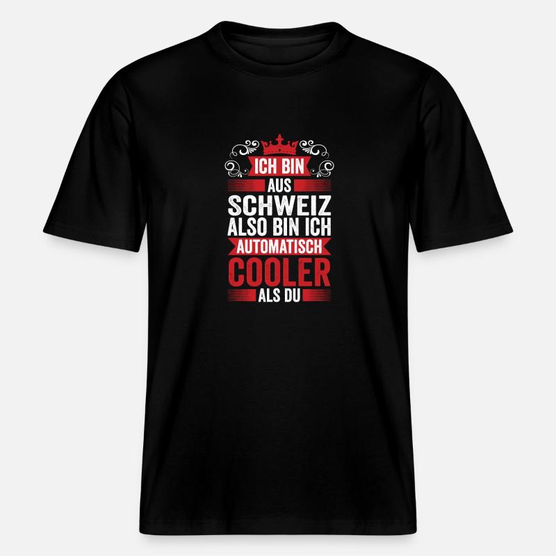 Schweizer Schweiz -  RELAXED FIT Unisex Organic T-Shirt - Schwarz