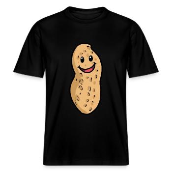 Happy Peanut Peanuts Nut Nuts Emotion -  T-shirt unisexe RELAXED FIT en coton bio - noir - Devant - Alina (178cm) & Michal (187cm)