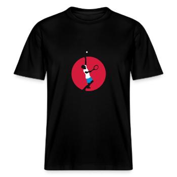 tennis_player_022013_a_3c -  RELAXED FIT Unisex Organic T-Shirt - black - Front - Alina (178cm) & Michal (187cm)