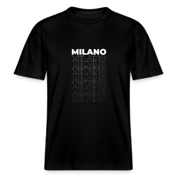 Milano -  RELAXED FIT Unisex Organic T-Shirt - Schwarz - Vorne - Alina (178cm) & Michal (187cm)