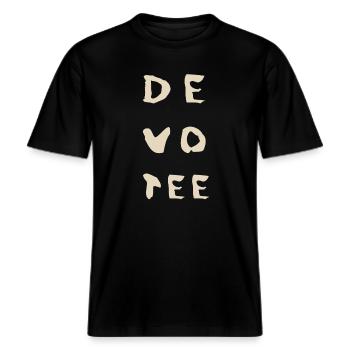 dm Dark Wave Electro Pop – 80er Szene -  RELAXED FIT Unisex Organic T-Shirt - Schwarz - Vorne - Alina (178cm) & Michal (187cm)