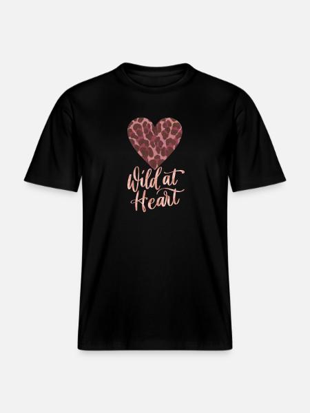 Wild at Heart with Leopard Heart -  RELAXED FIT Unisex Organic T-Shirt - black