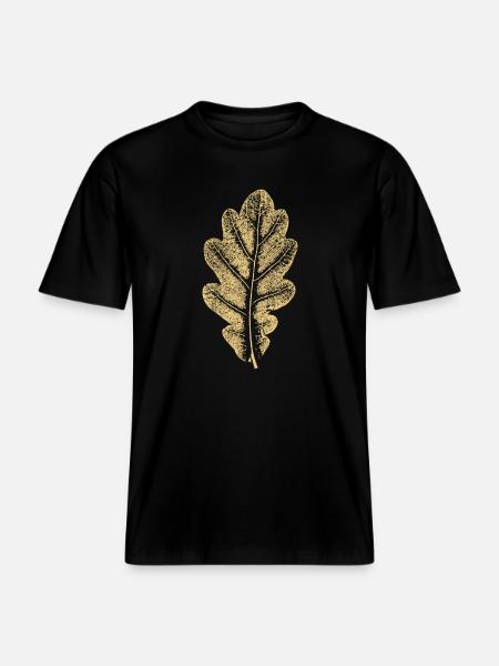 Eichenblatt - Khaki- Blatt/ Eiche/ Baum -  RELAXED FIT Unisex Organic T-Shirt - Schwarz