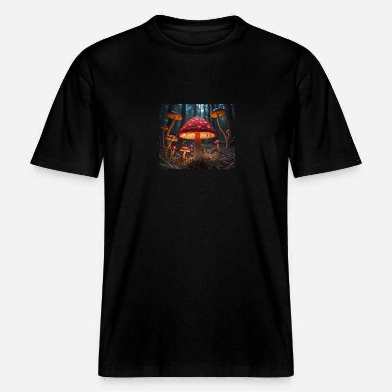 Glowing Toadstools -  RELAXED FIT Unisex Organic T-Shirt - black