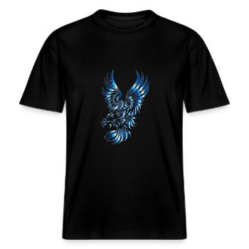 adler eagle bussard falke habicht hawk falcon14 -  T-shirt unisexe RELAXED FIT en coton bio - noir - Devant - Alina (178cm) & Michal (187cm)