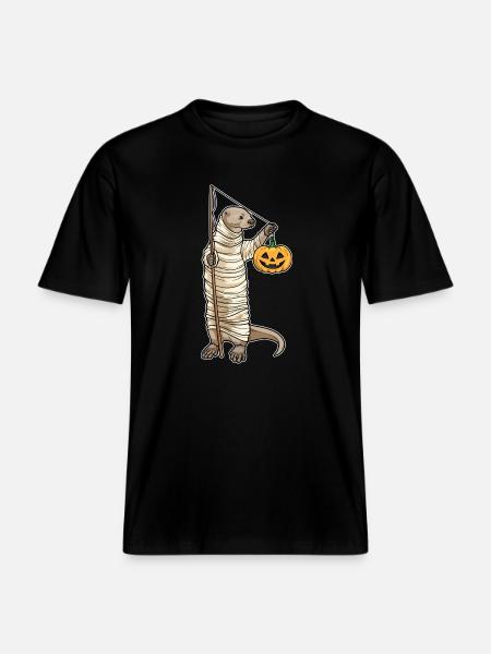 Otter Halloween Fishing - RELAXED FIT Unisex Organic T-Shirt - black