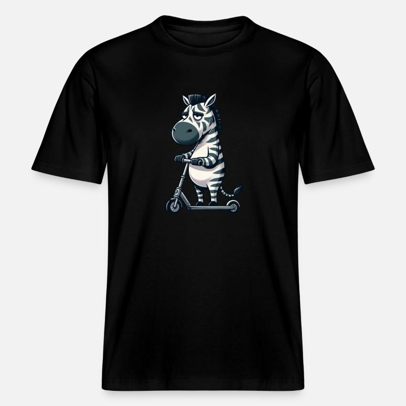 Mürrisches Zebra Roller Comic Rollerspaß -  RELAXED FIT Unisex Organic T-Shirt - Schwarz