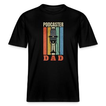 Podcaster Papa -  RELAXED FIT Unisex Organic T-Shirt - black - Front - Alina (178cm) & Michal (187cm)