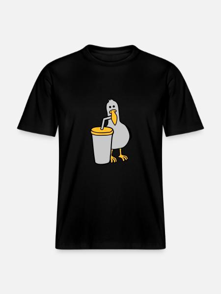 Seagull drinks cola drink - RELAXED FIT Unisex Organic T-Shirt - black
