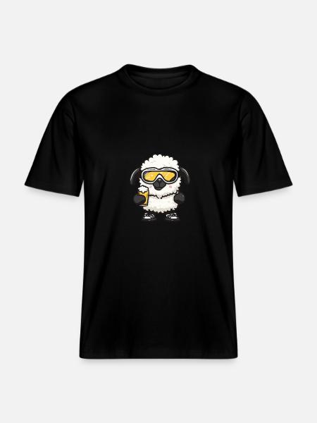 Sheep Après Ski Beer Comic - RELAXED FIT Unisex Organic T-Shirt - black