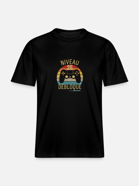 Niveau 25 Débloqué - T-shirt unisexe RELAXED FIT en coton bio - noir