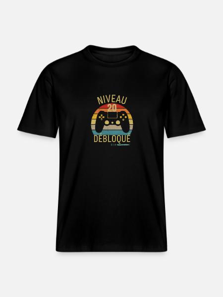 Niveau 20 Débloqué - T-shirt unisexe RELAXED FIT en coton bio - noir