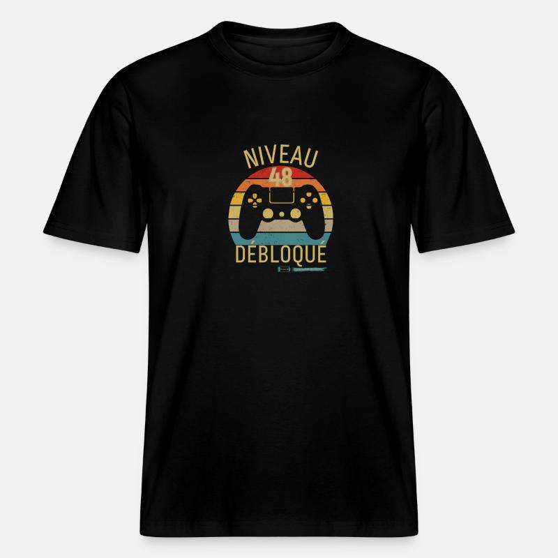 Niveau 48 Débloqué - T-shirt unisexe RELAXED FIT en coton bio - noir