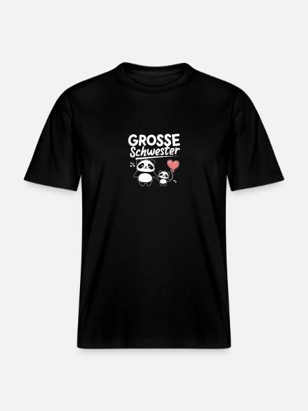 Große Schwester Panda Geschenk Schwangerschaft - RELAXED FIT Unisex Organic T-Shirt - Schwarz