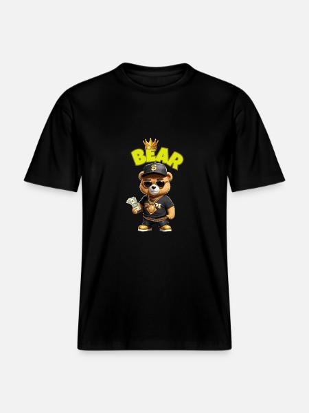 Teddybär mit Geld -  RELAXED FIT Unisex Organic T-Shirt - Schwarz