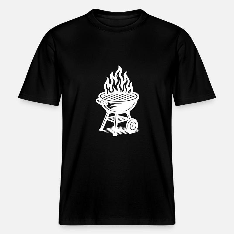 Grill Fire Grilling -  RELAXED FIT Unisex Organic T-Shirt - black