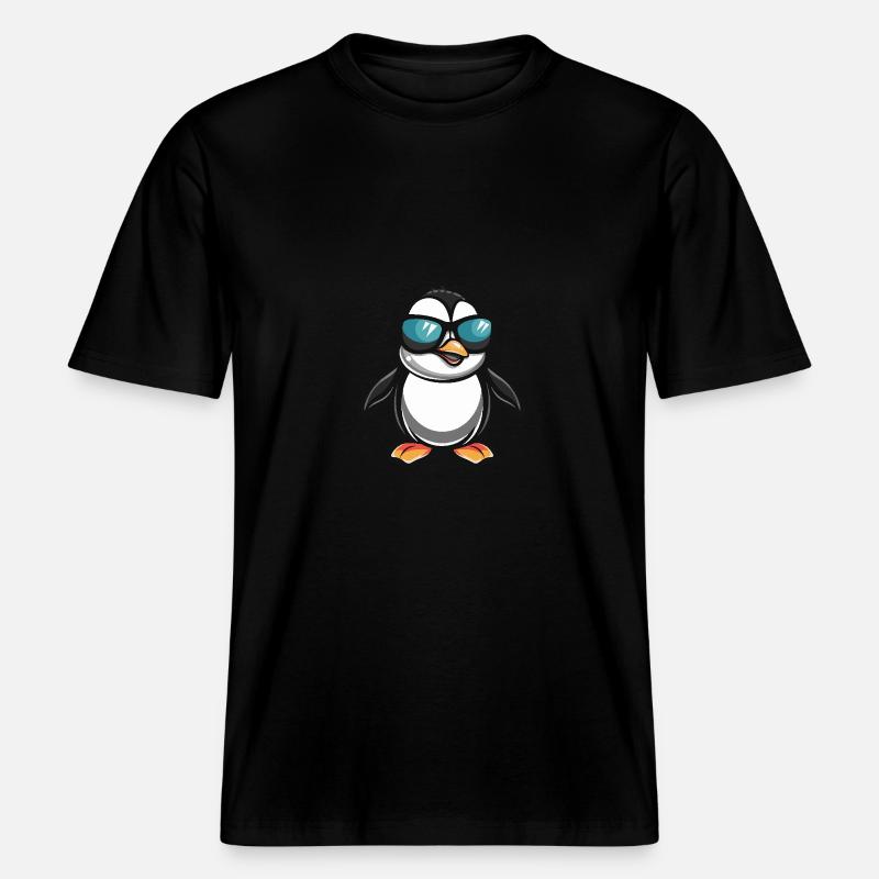 Penguin Cool Bande dessinée -  T-shirt unisexe RELAXED FIT en coton bio - noir