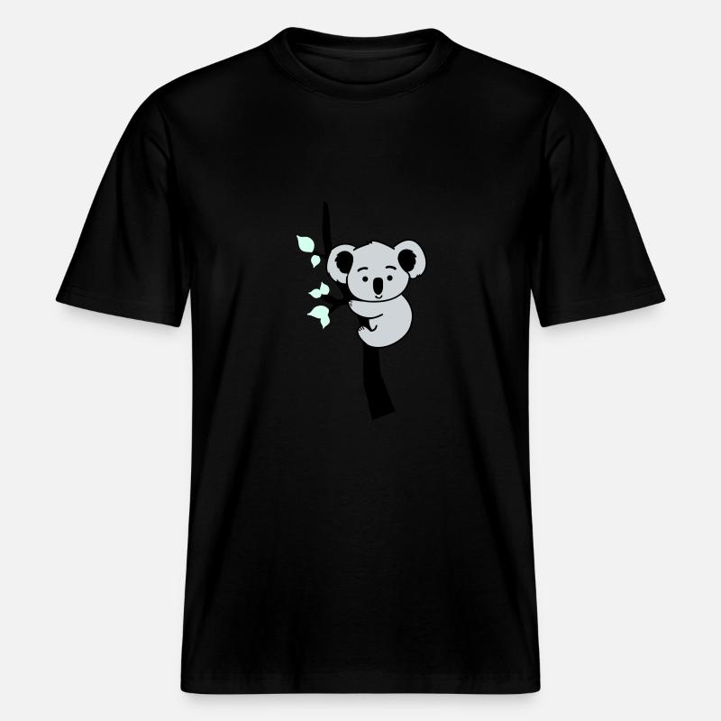 Koala Bear Comic Tree -  RELAXED FIT Unisex Organic T-Shirt - black