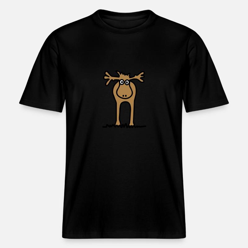 Lustiger Elch oder Rentier? -  RELAXED FIT Unisex Organic T-Shirt - Schwarz