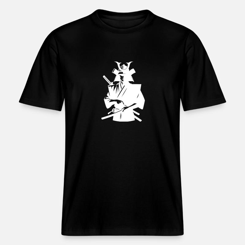 Samouraï japonais avec épée -  T-shirt unisexe RELAXED FIT en coton bio - noir