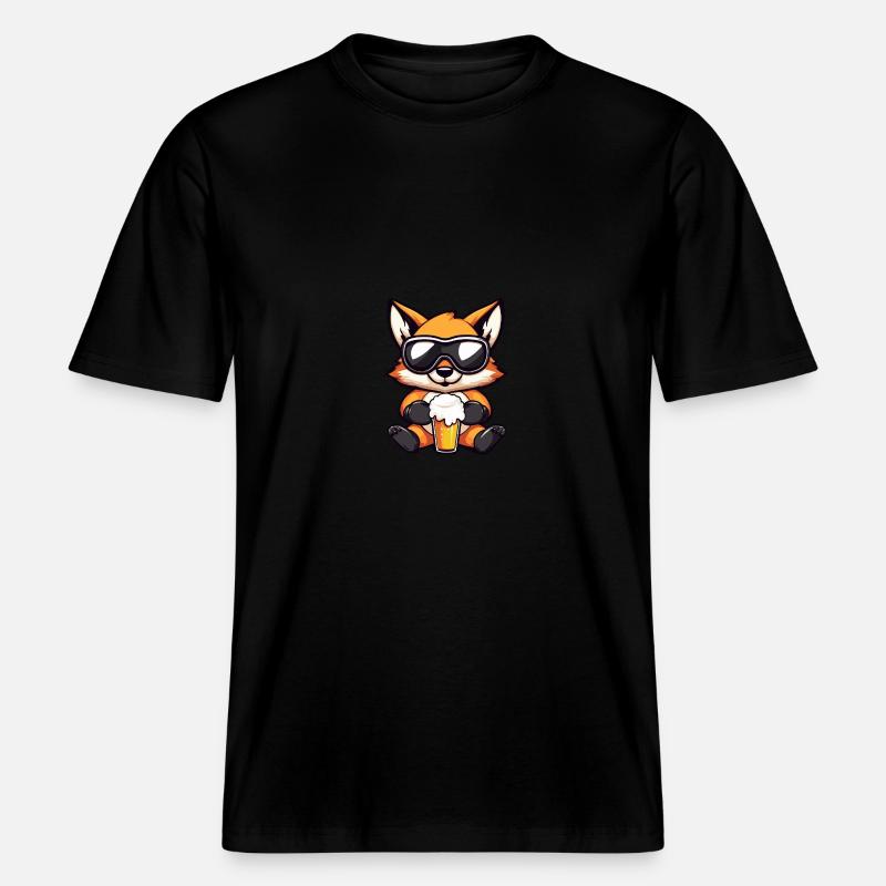 Fuchs Apres Ski Bier Comic -  RELAXED FIT Unisex Organic T-Shirt - Schwarz