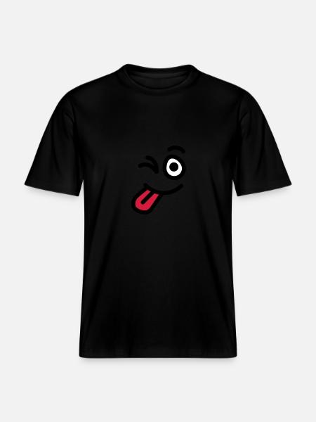 wink_face -  RELAXED FIT Unisex Organic T-Shirt - Schwarz