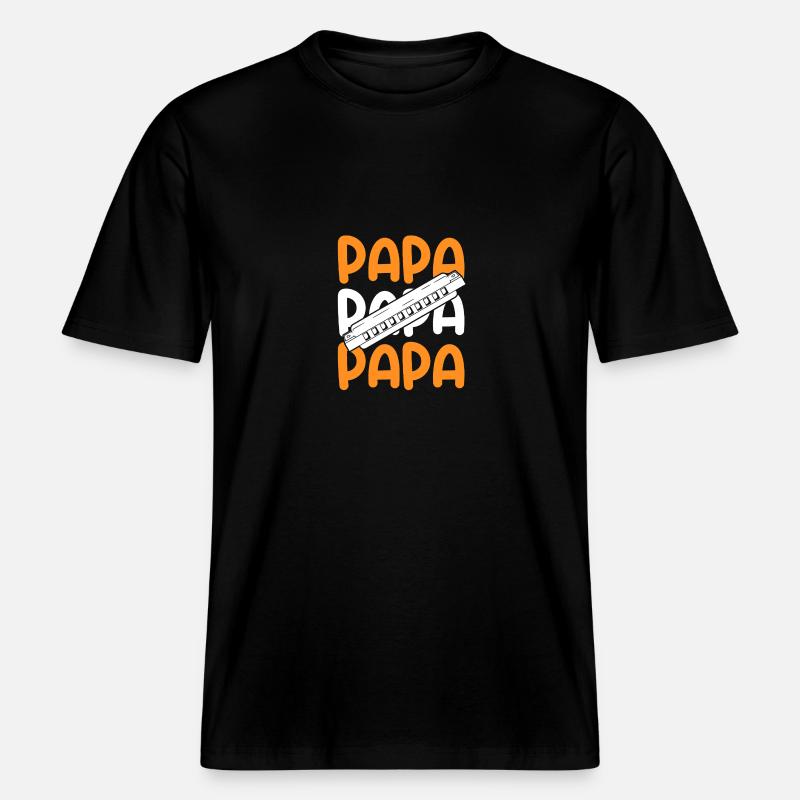 Harmonica Dad Father Harmonica - RELAXED FIT Unisex Organic T-Shirt - black