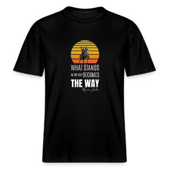 The Way -  RELAXED FIT Unisex Organic T-Shirt - black - Front - Alina (178cm) & Michal (187cm)